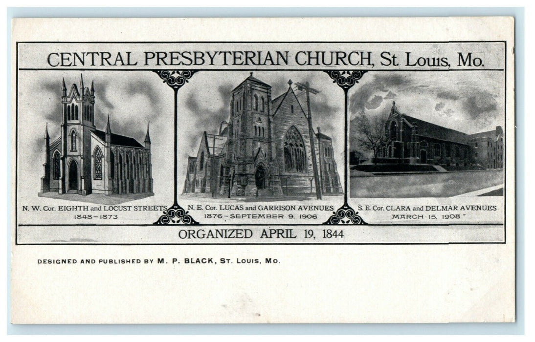 c1910 Central Presbyterian Church St. Louis Missouri MO Multiview Postcard