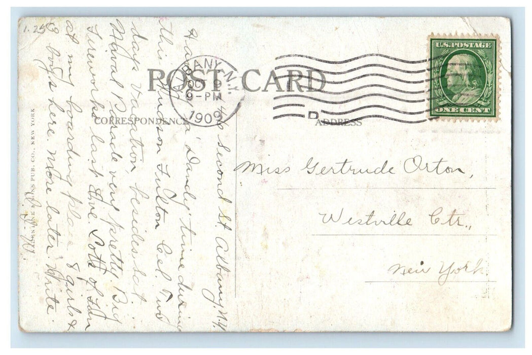 1909 Hudson Fulton Celebration The Clermont Albany NY, Steamer Cat Postcard