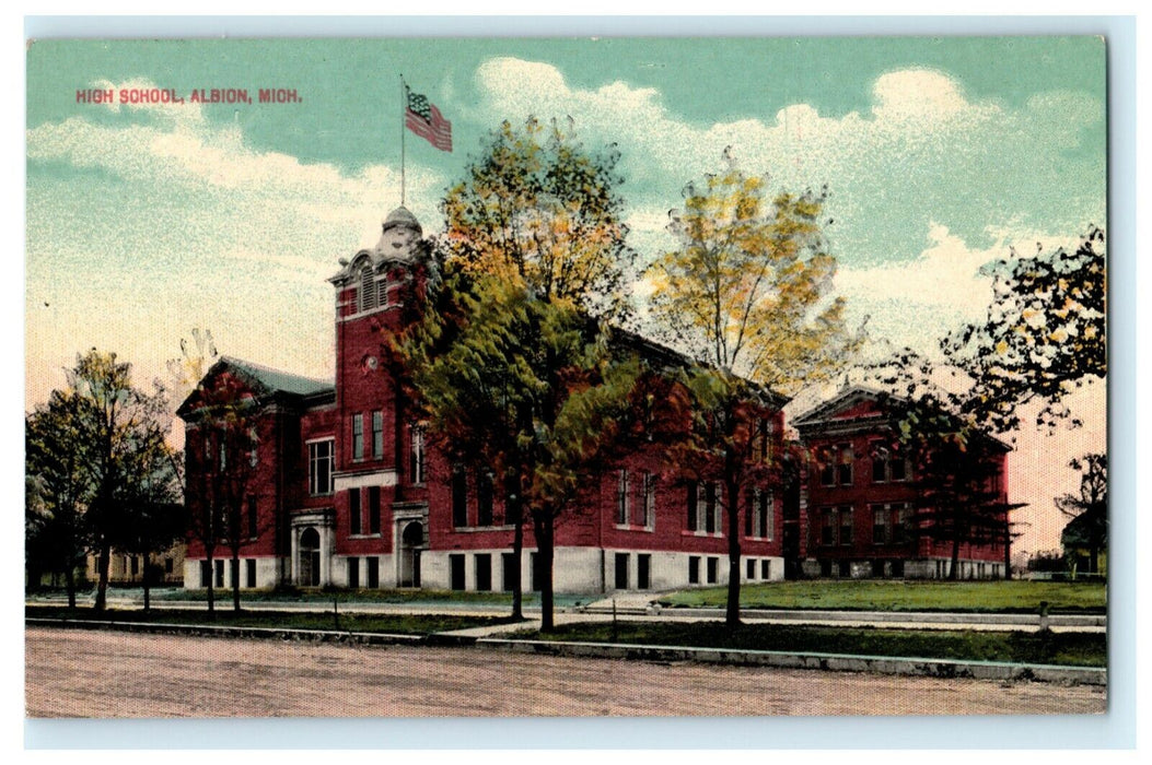 High School Albion Michigan Unposted Excellent Vintage Antique Postcard