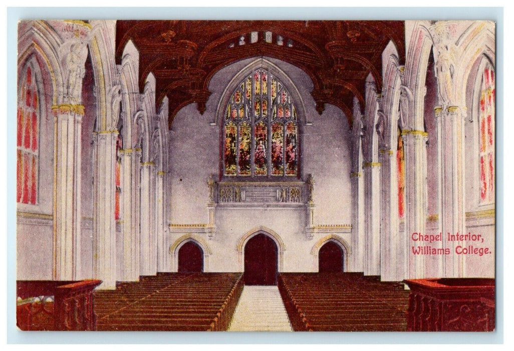 c1910 Chapel Interior, William College Williamstown Massachusetts MA Postcard