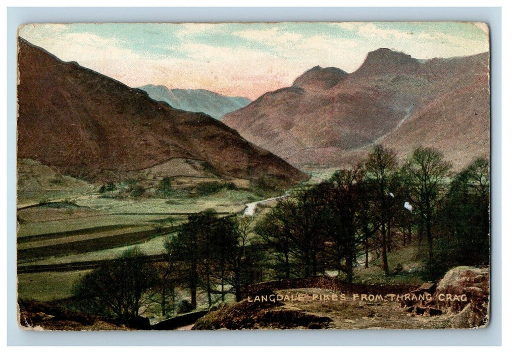 c1910 Langdale Pikes From Thrang Crag Ambleside United Kingdom UK Postcard