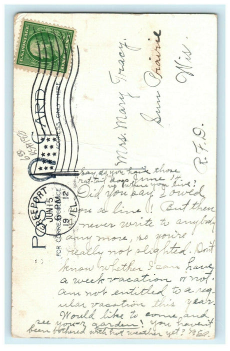 1912 Puppy Dog Dog House Mouse Rat Chain Freeport IL Comic Humor Funny Postcard
