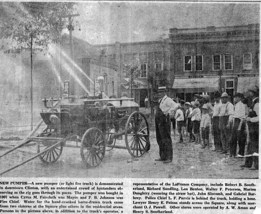 1907 Fire Engine Wagon Dept Horse Black Americana Clinton NC RPPC Photo Postcard
