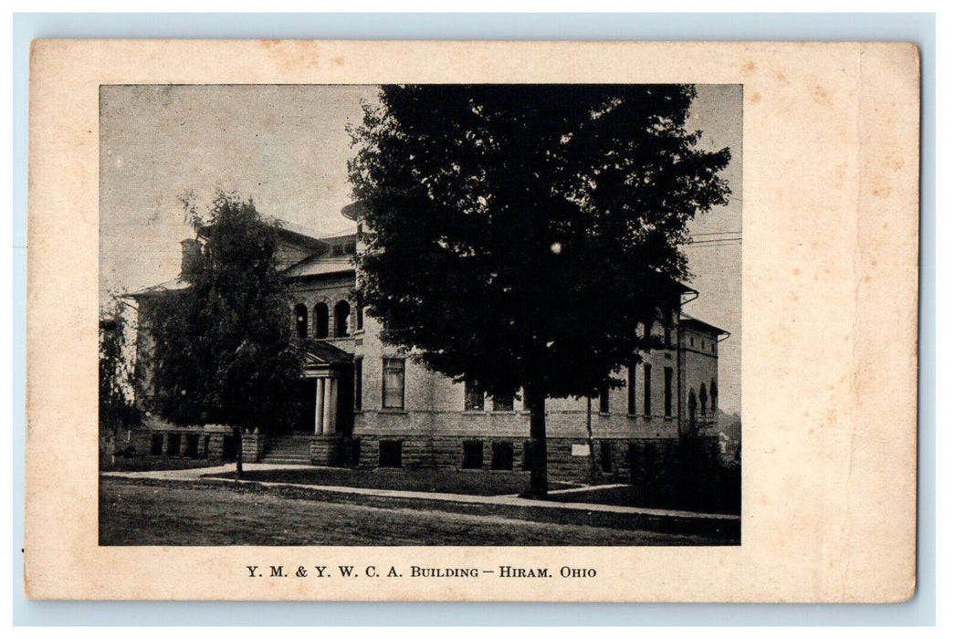 c1920 Trees Scene, YM & YWCA Building Hiram Ohio OH Unposted Postcard