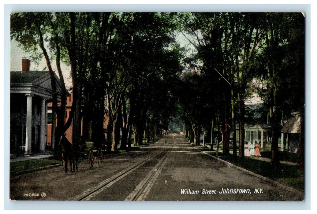 c1910's Winter Street Road View Horse Carriage Johnstown New York NY Postcard