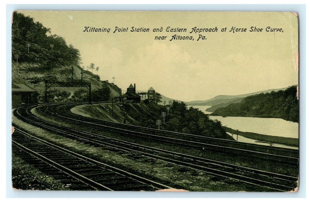Kittaning Point Station Horse Shoe Curve Altoona PA 1909 Antique Postcard