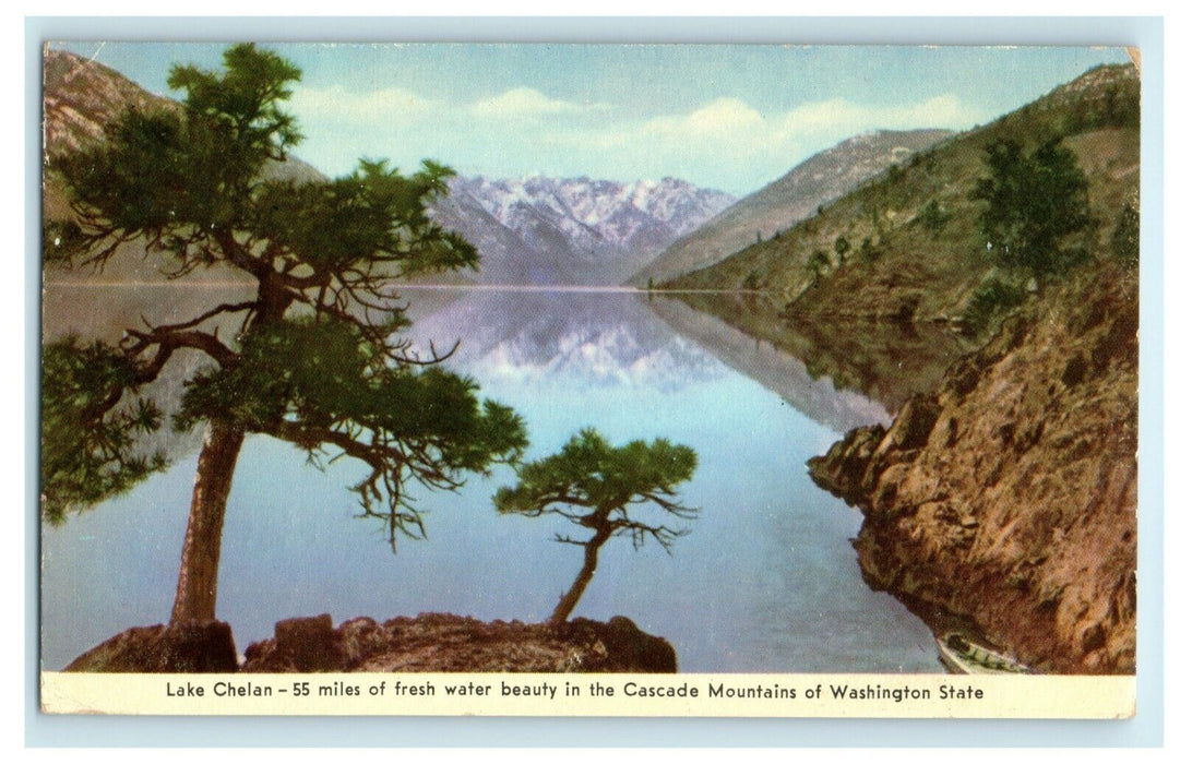 1950 Lake Chelan Cascade Mountains Washington WA Seattle Postcard