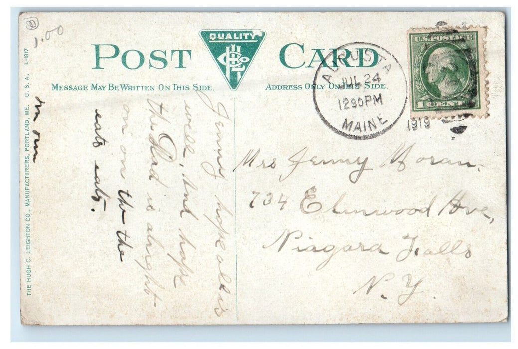 1919 Augusta Maine ME, View Of Green Street Looking West Posted Antique Postcard