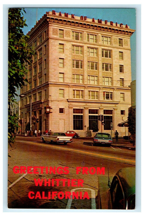 c1960's Greetings From Whittier Bank Of America Building California CA Postcard