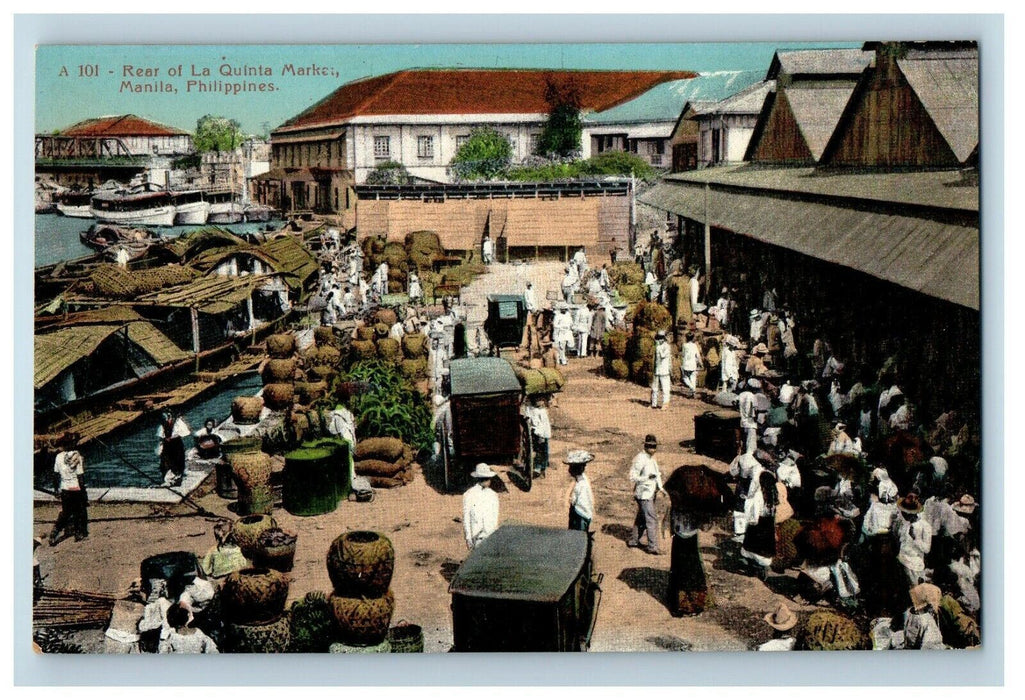 c1910 Rear Of La Quinta Market Manila Philippines PH Unposted Postcard