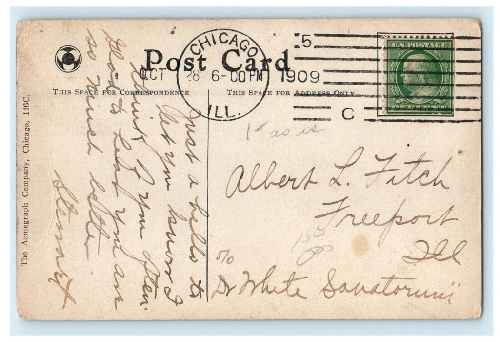 1909 University Club Building Chicago Illinois IL Posted Antique Postcard