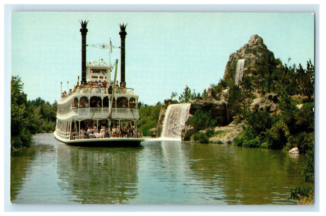 Disneyland Mark Twain Steamboat Cascade Peak Waterfalls Anaheim CA Postcard