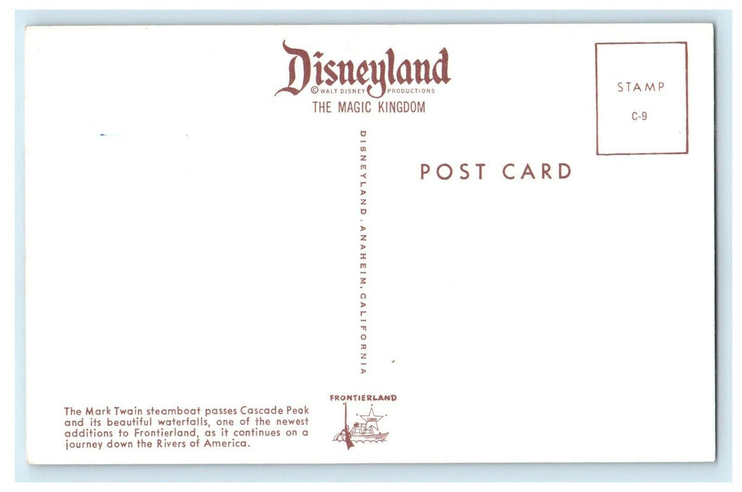 Disneyland Mark Twain Steamboat Cascade Peak Waterfalls Anaheim CA Postcard