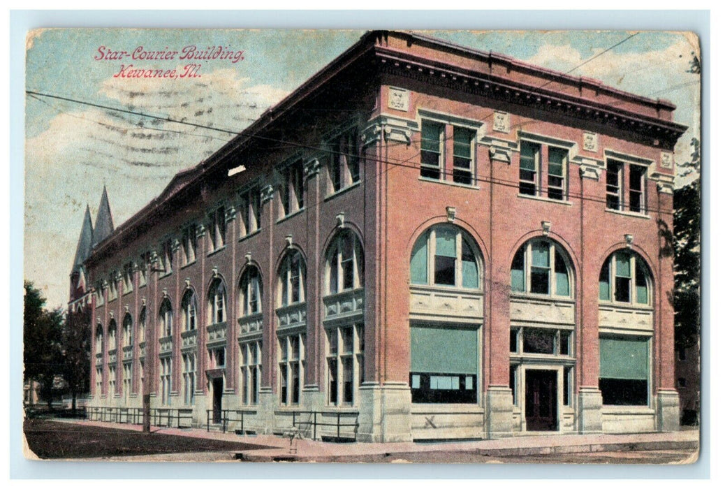 1909 Star Courier Building Kewanee Illinois IL Posted Antique Postcard