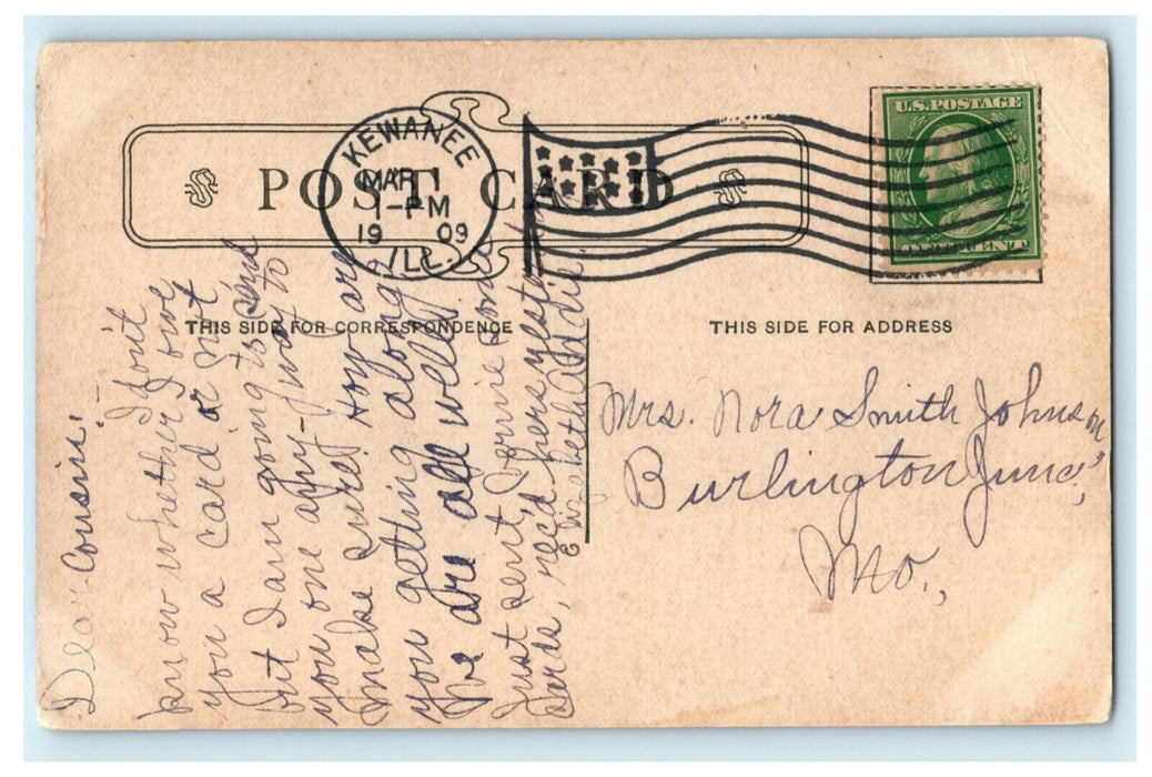 1909 Star Courier Building Kewanee Illinois IL Posted Antique Postcard