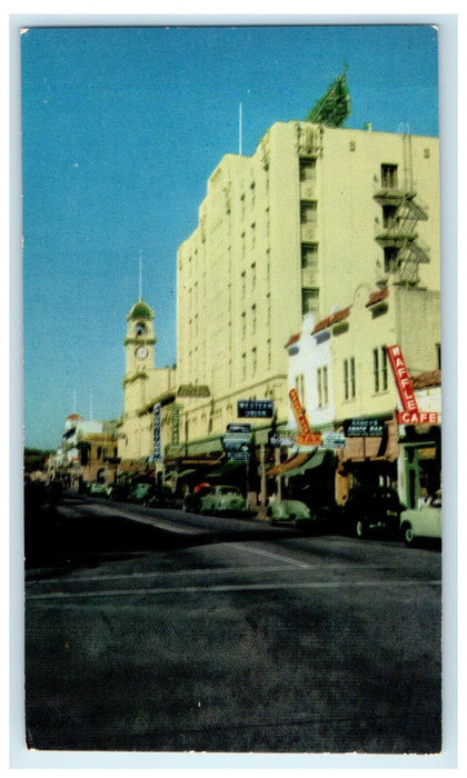 Santa Cruz California CA, Business District Buildings Stores Signs Postcard
