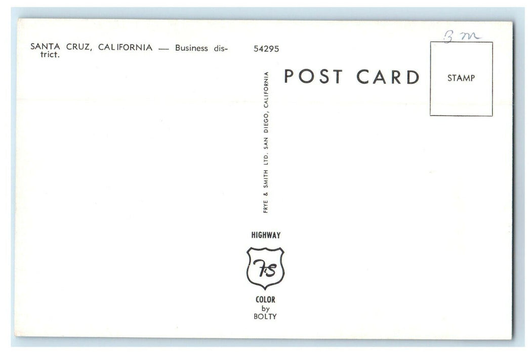 Santa Cruz California CA, Business District Buildings Stores Signs Postcard
