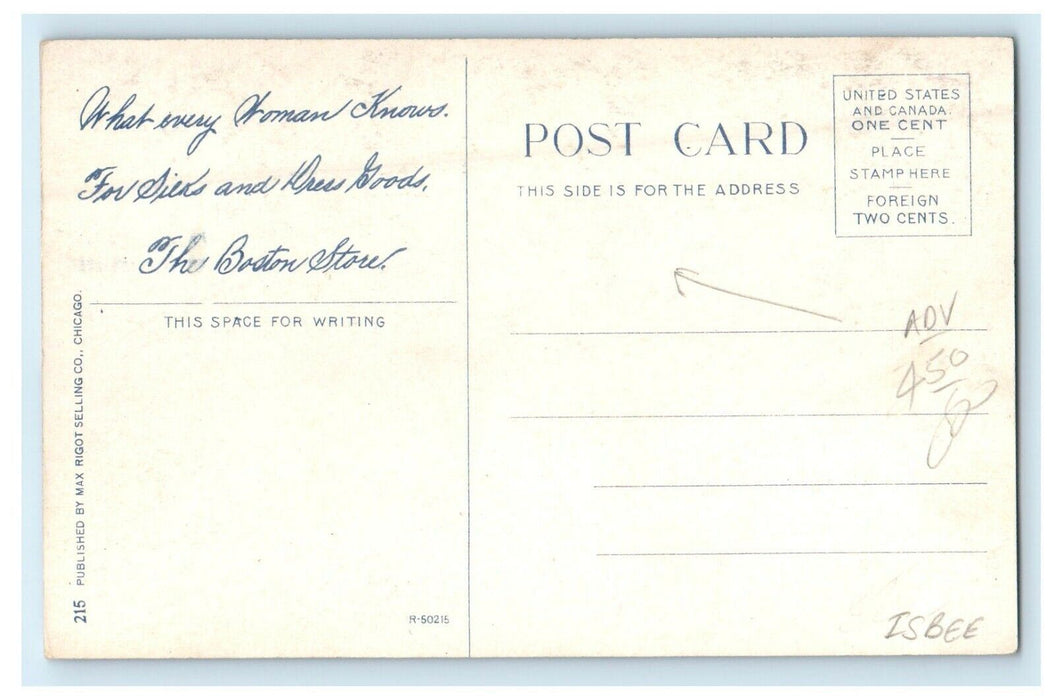 c1910's Boston Store Building Street View Trolley Chicago Illinois IL Postcard