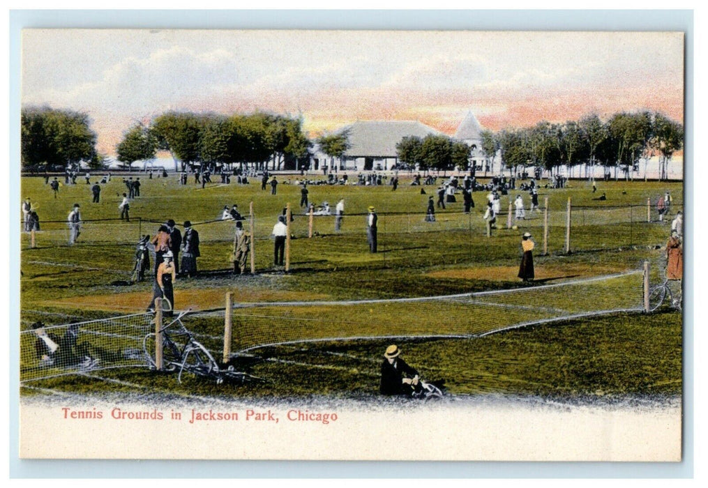 c1910's Tennis Grounds Jackson Park Chicago Illinois IL Antique Postcard
