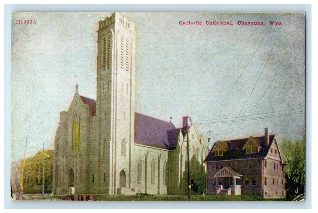 c1910 Catholic Cathedral, Cheyenne Wyoming WY Unposted Antique Postcard