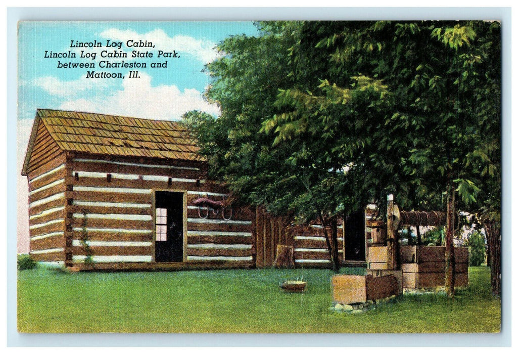 c1940s Lincoln Log Cabin Lincoln Log Cabin State Park Illinois IL Postcard