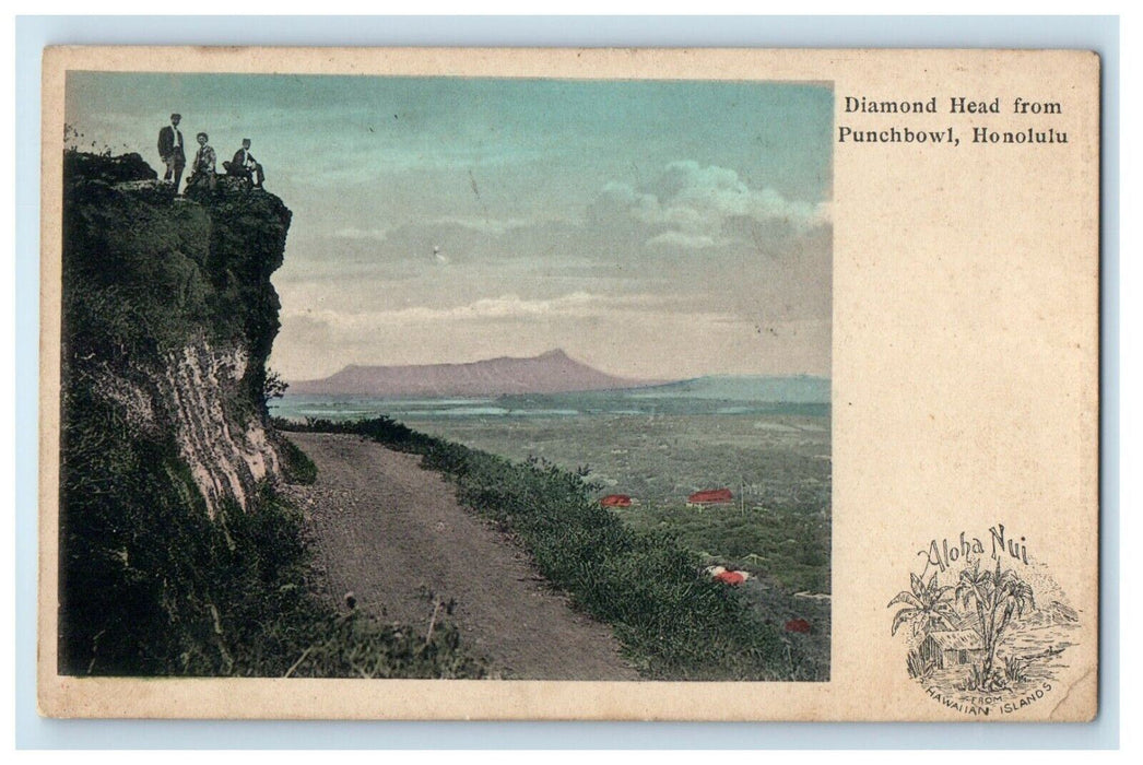c1905 Diamond Head From Punchbowl Honolulu Hawaii HI Posted Antique Postcard