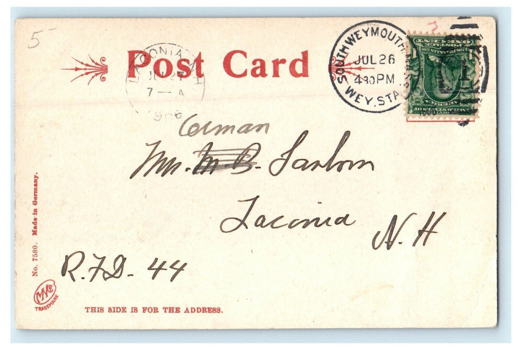 1905 Old North Church North Weymouth Massachusetts MA Antique Postcard
