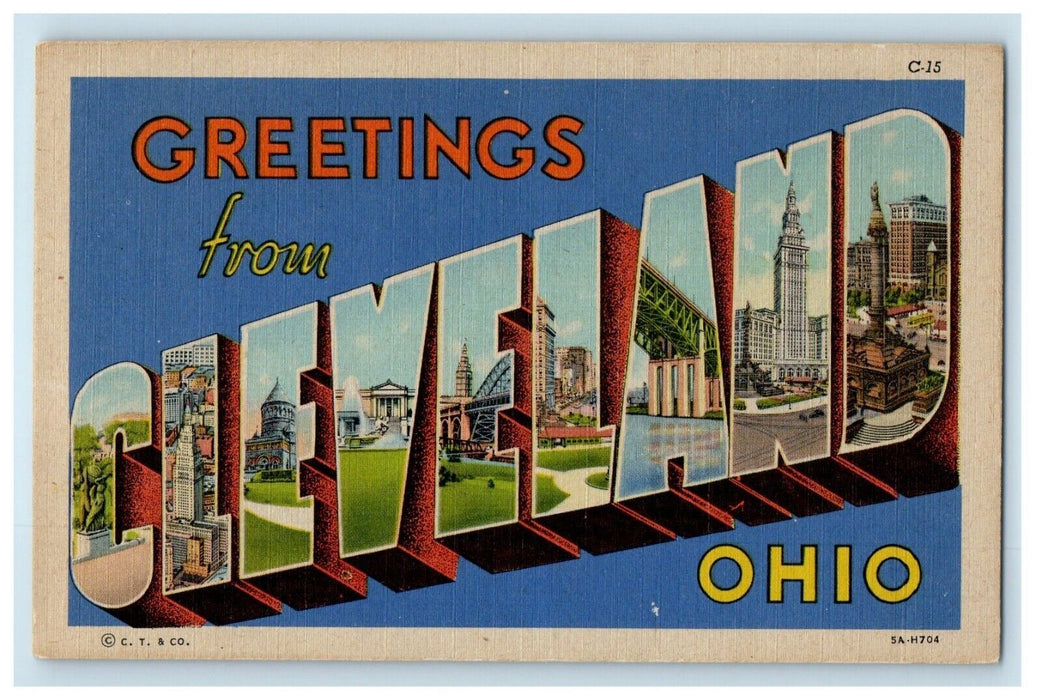 Greetings From Cleveland Ohio OH, Large Letters Vintage Postcard