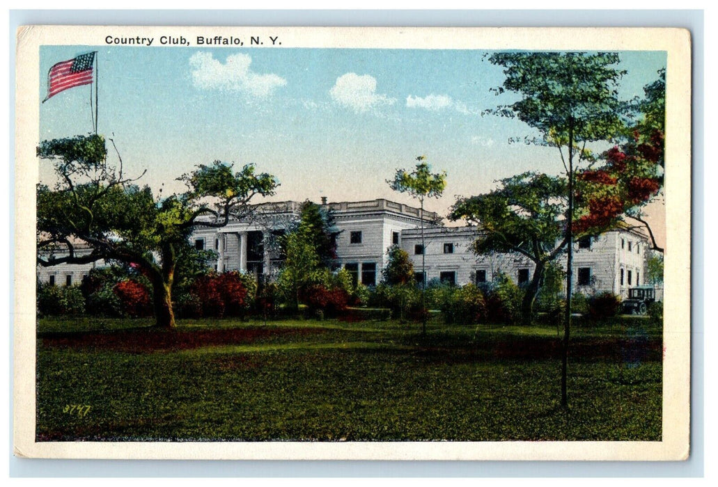 c1910's Country Club Building American Flag Buffalo New York NY Antique Postcard