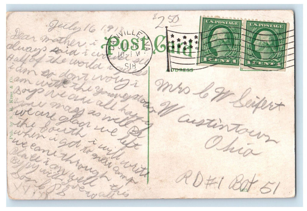 1918 Immanuel Lutheran College Greensboro North Carolina NC Postcard