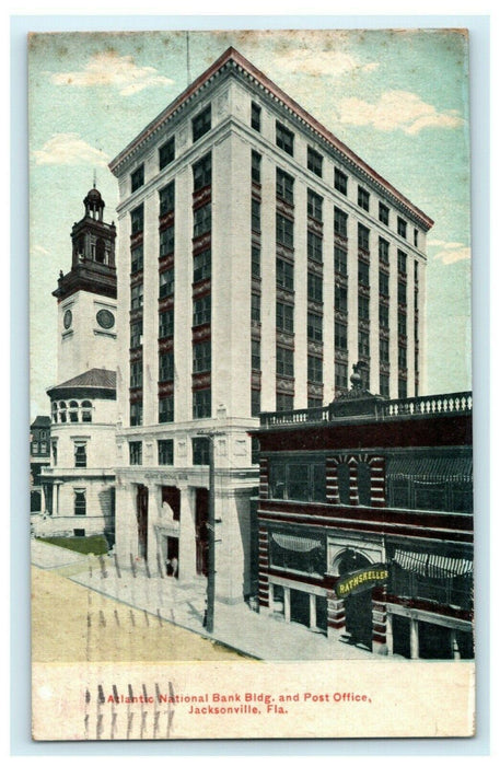 Atlantic National Bank Post Office Jacksonville Florida 1911 Antique Postcard