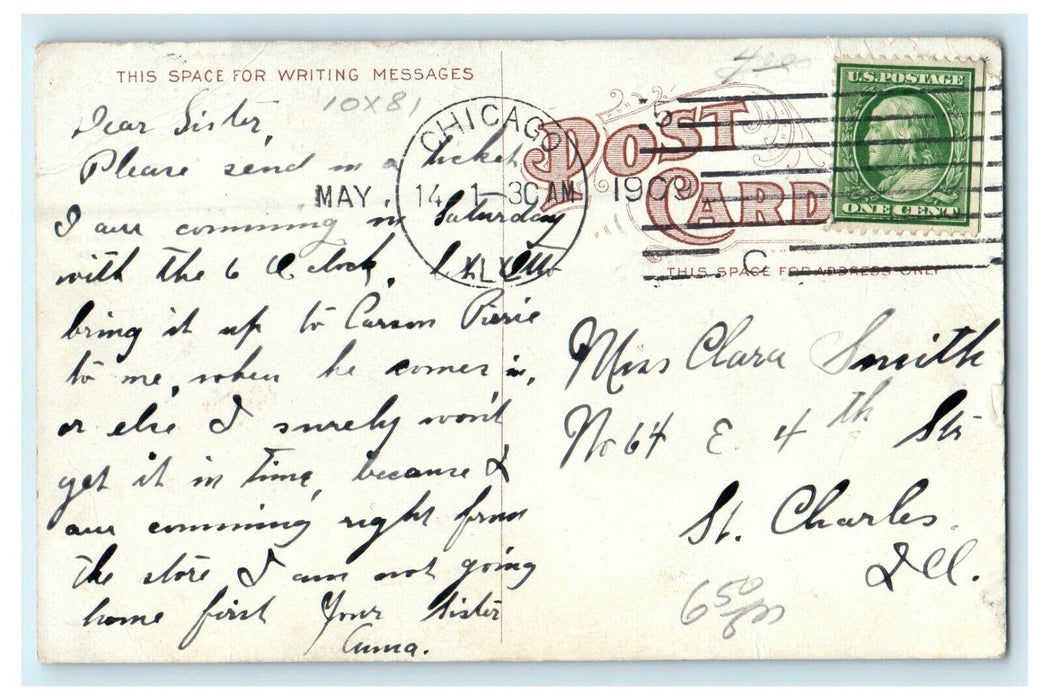 1909 Fleischman's Flower Store Railway Exchange Building Chicago IL Postcard