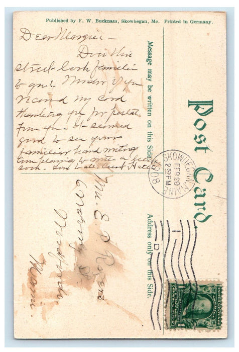 1908 Road Scene, Elm Street Skowhegan Maine ME Posted Antique Postcard