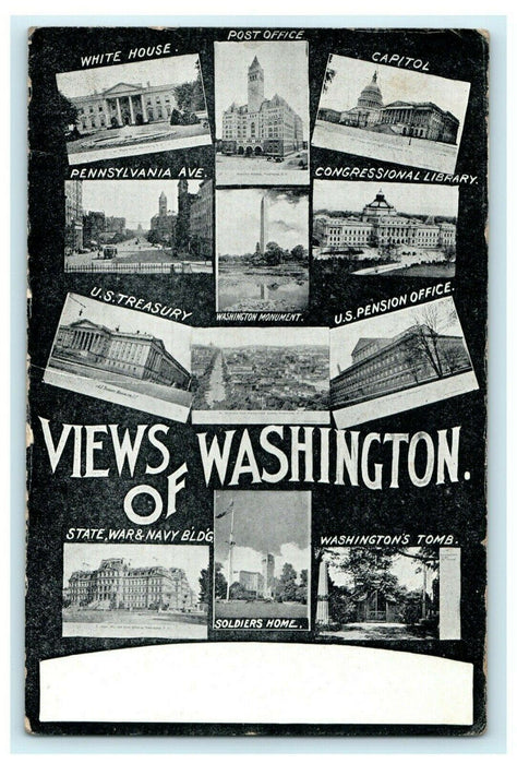 Multiview View Washington DC Tomb Office 1909 Capitol Vintage Antique Postcard