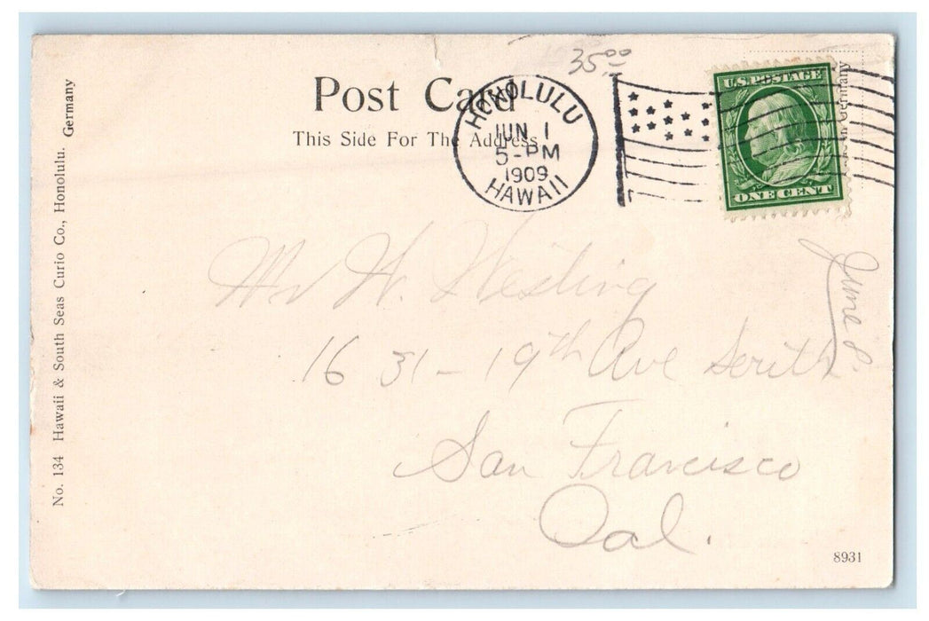 1909 View Of Sunset Honolulu Hawaii HI, Aloha Nui Posted Antique Postcard
