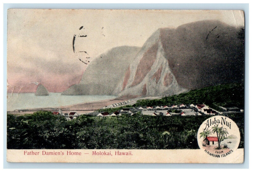 1914 View Of Father Damien's Home Molokai Hawaii HI Posted Antique Postcard
