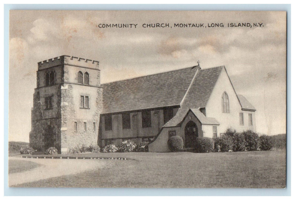 c1930 Community Church Montauk Long Island New York NY Natural View Postcard