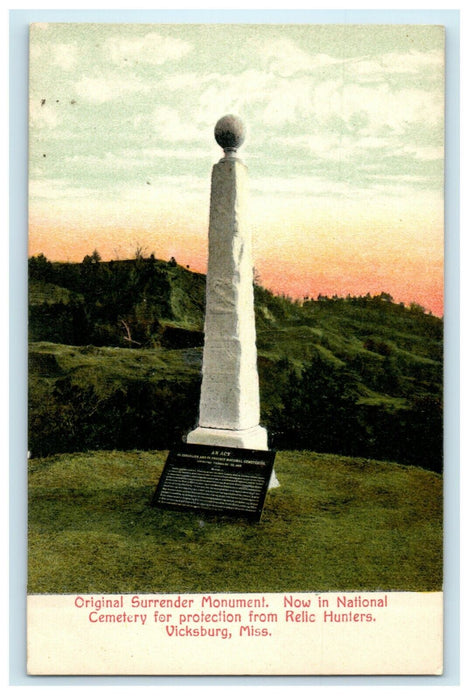c1905 Original Surrender Monument Relic Hunter Vicksburg Mississippi MS Postcard