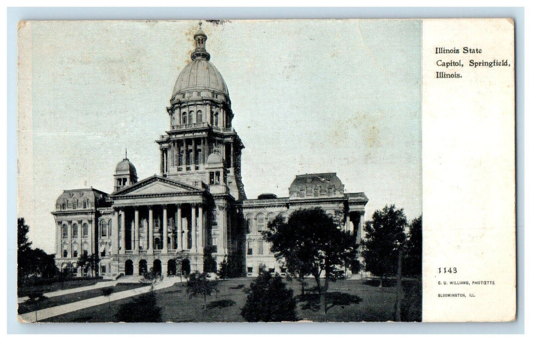 1910 Illinois State Capitol Springfield IL, Political Advertising Postcard