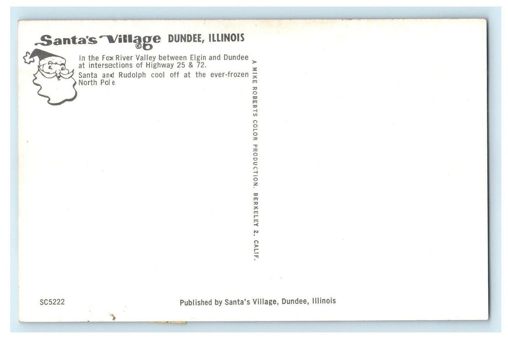 c1960s Santas Statue, Santa's Village Dundee Illinois IL Unposted Postcard