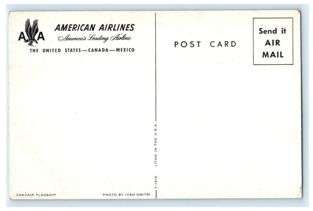 c1950s American Airlines America's Leading Airline Convair Flagship Postcard