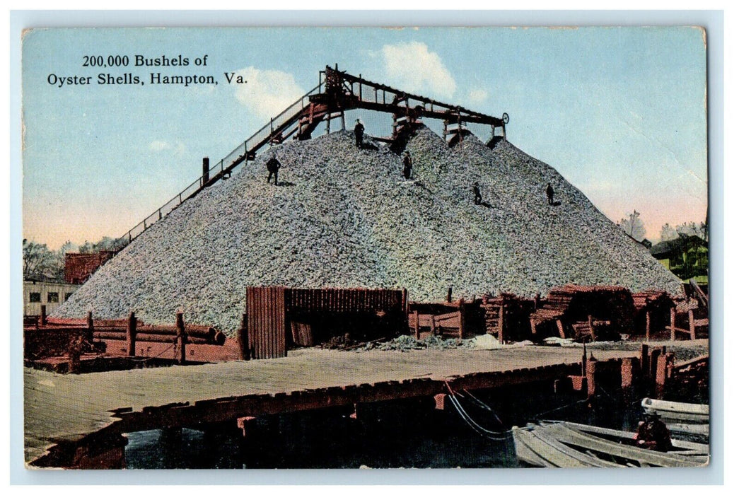 Hampton Virginia VA, 200,000 of Oysters Shells Unposted Vintage Postcard