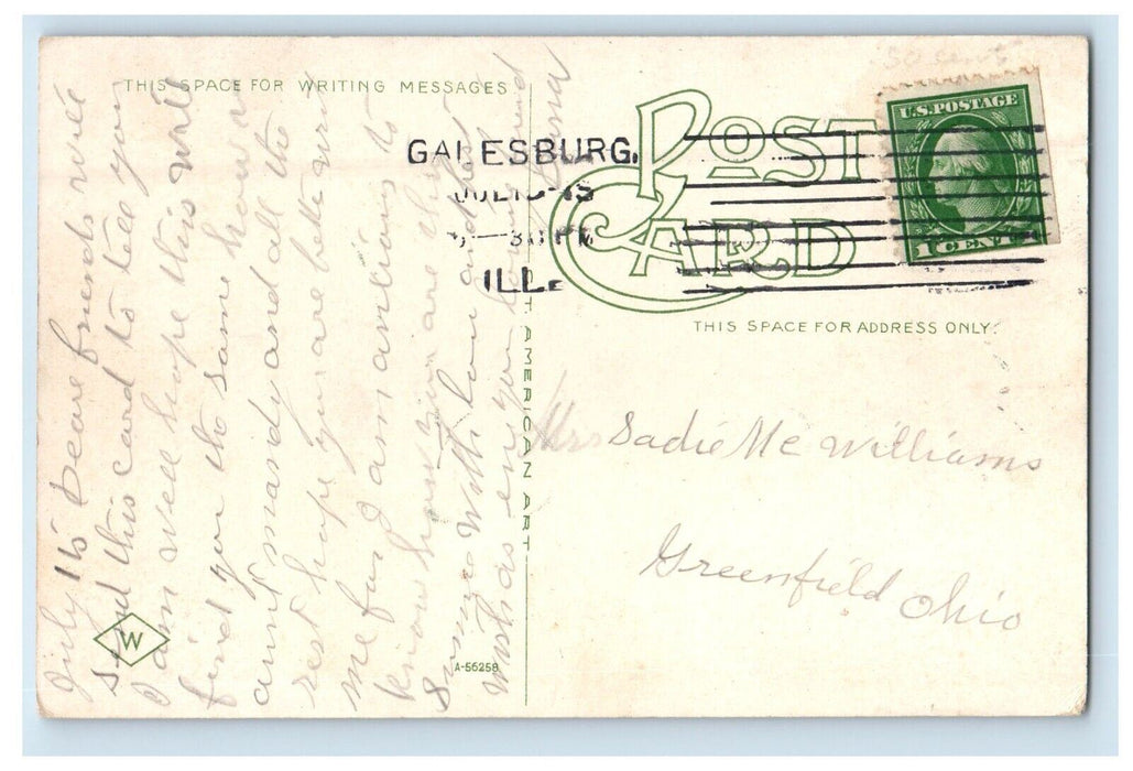 c1920's C & Q RY. Station Car Galesburg Illinois IL Posted Antique Postcard