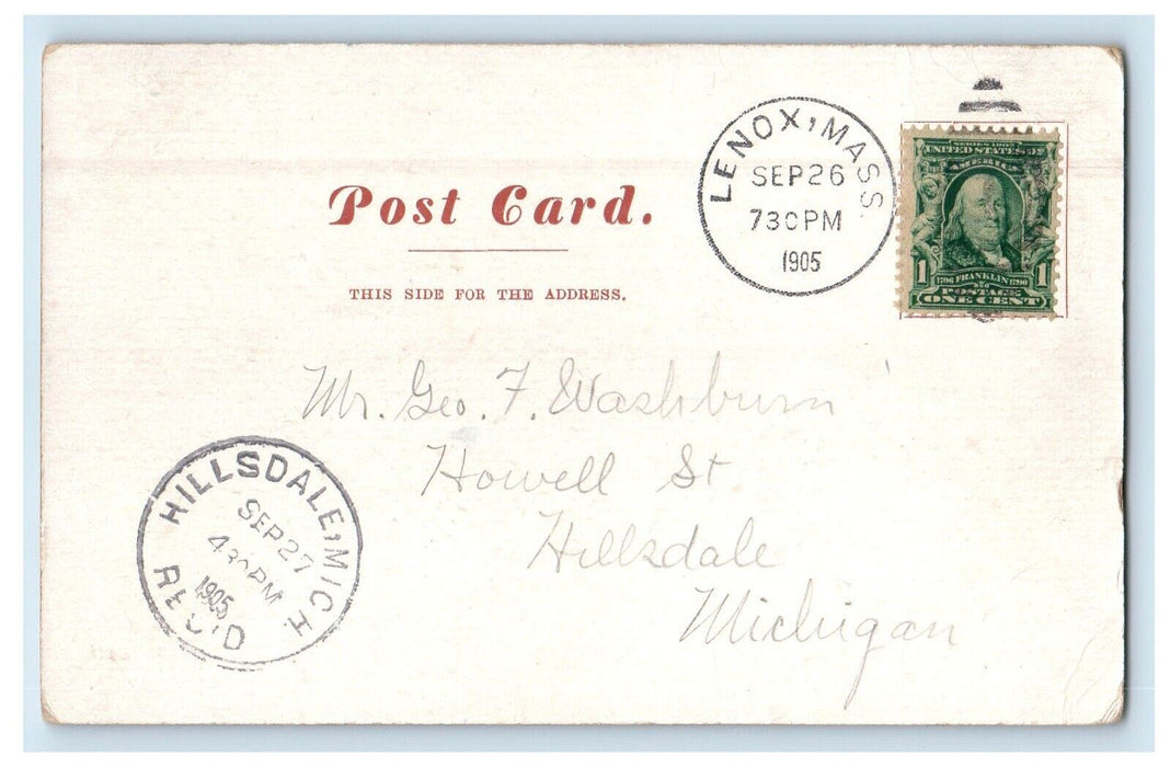 1905 Curtis Hotel Building Horse Carriage Lenox Massachusetts MA Posted Postcard