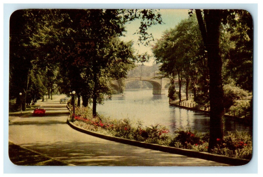 Rideau Canal And Dominion Driveway Car Ottawa Ontario Canada Vintage Postcard