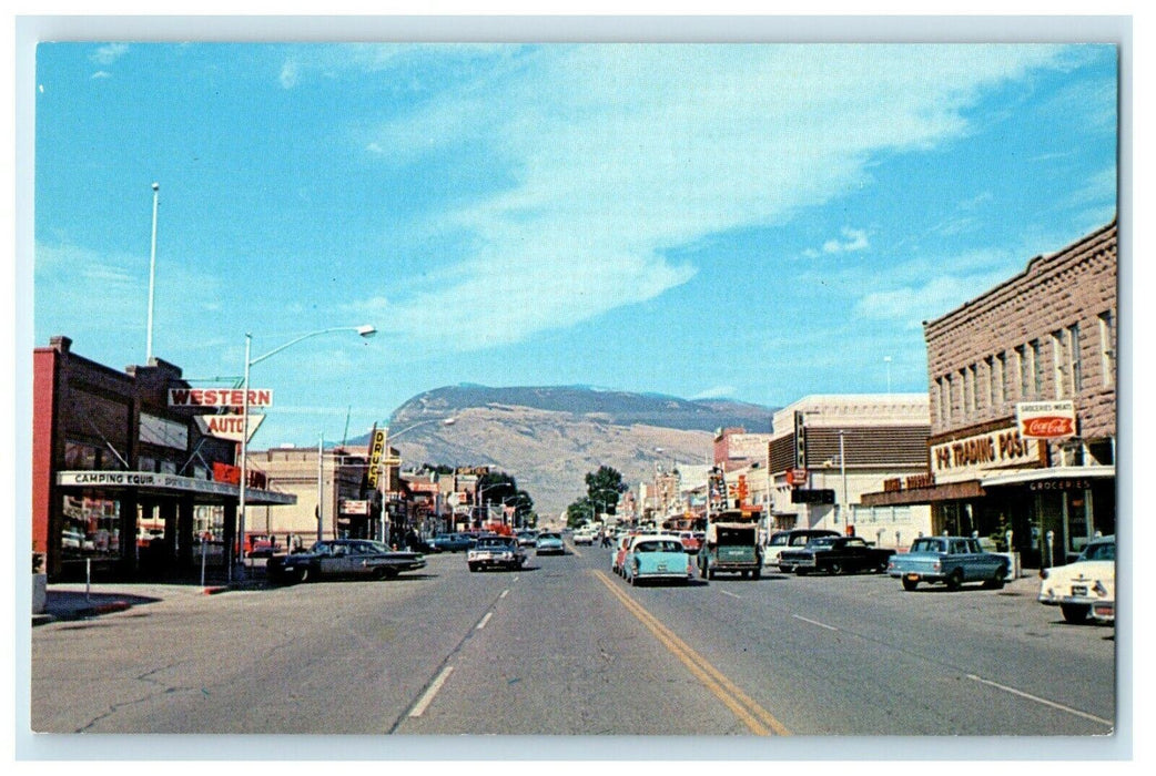 c1960's View  Of City Street Cody Wyoming WY, Road Cars Vintage Postcard