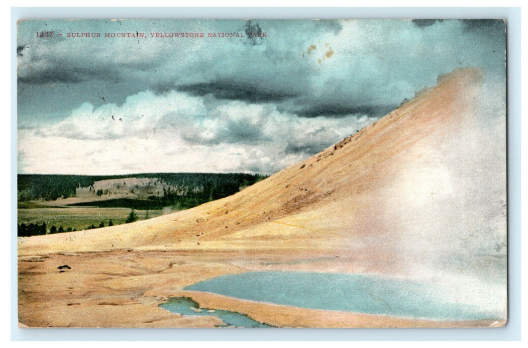 Sulphur Mountain Yellowstone National Park 1909 Battle Creek MI Antique Postcard