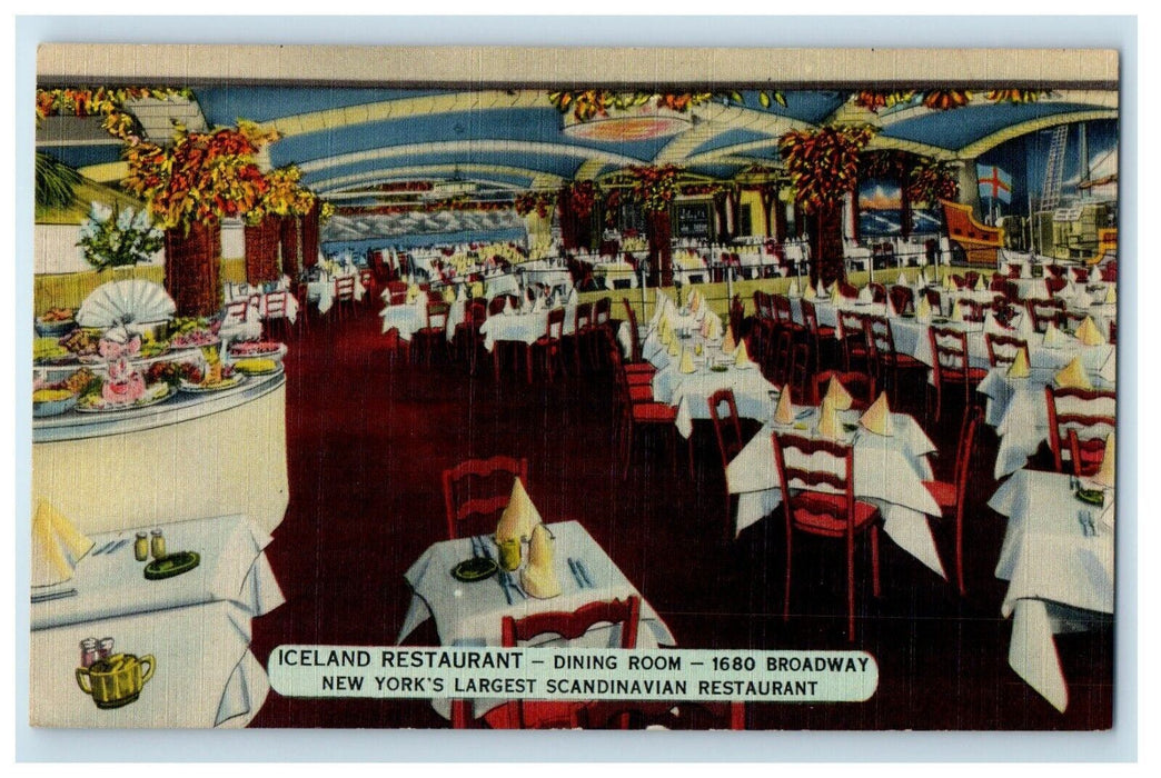 Iceland Restaurant Dining Room Interior Broadway New York City NY Postcard