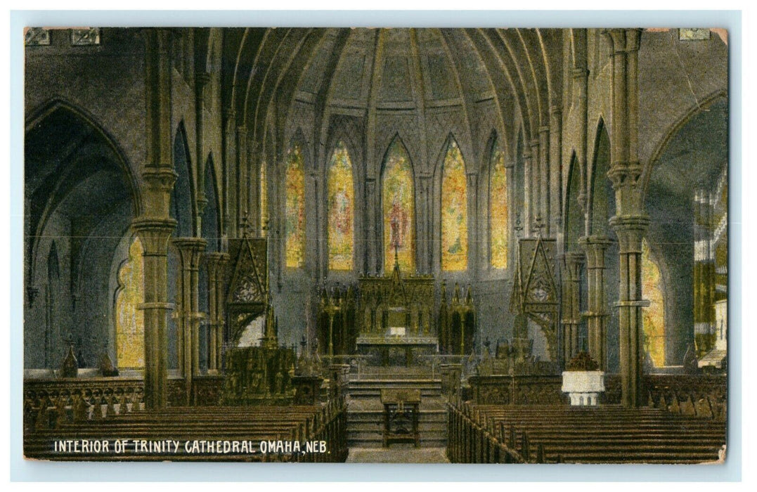 c1910 Interior of Trinity Cathedral Omaha Nebraska NE Unposted Postcard
