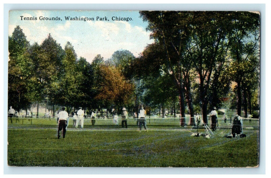 1915 Tennis Grounds Washington Park Chicago Illinois IL Antique Postcard